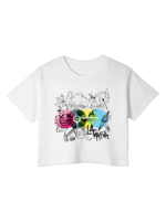 Camiseta Croptop Feid  Ferxxo Blanca Estampada